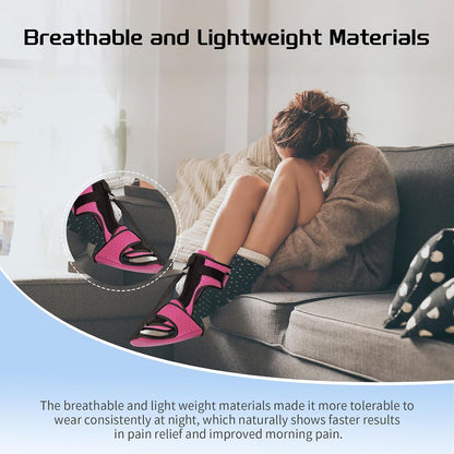Plantar Fasciitis Night Splint with Massage Ball for Plantar Fasciitis Relief, Soft & Comfortable Foot Brace for Achilles Tendonitis Heal Spur Foot-drop Flat-arch for Women and Men, Rosa