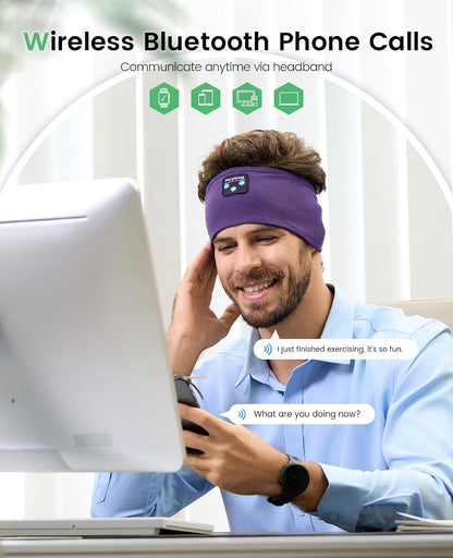 Perytong Sleep Headphones Wireless, Bluetooth Sports Headband Headphones with Ultra-Thin HD Stereo Speakers Perfect for Sleeping,Workout,Jogging,Yoga,Insomnia, Air Travel, Meditation (Grey)