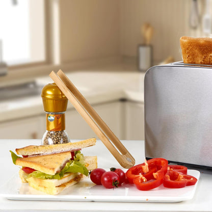Jowmoy 2 Pieces With Magnet Natural Bamboo Toast Tongs, toast tongs, bamboo tongs,slip Design,for Toaster,Fruits, Bread & Pickles, Kitchen Utensil, Salad, Pasta, Grilling, BBQ.