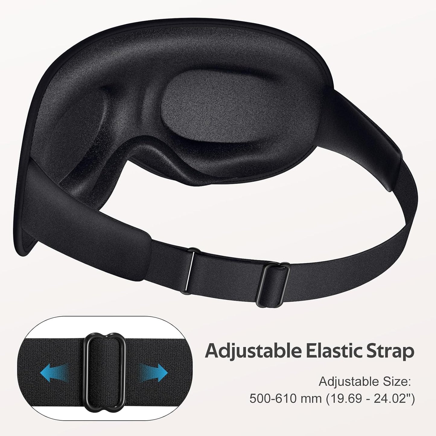 Vynix® Sleep Mask for Men Women - 100% Blackout Eye Masks for Sleep - 3D Soft Sleeping Mask for Side Sleepers - Zero Pressure Lash Extensions Eye Cover Shade for Airplane Travel Essentials, Black