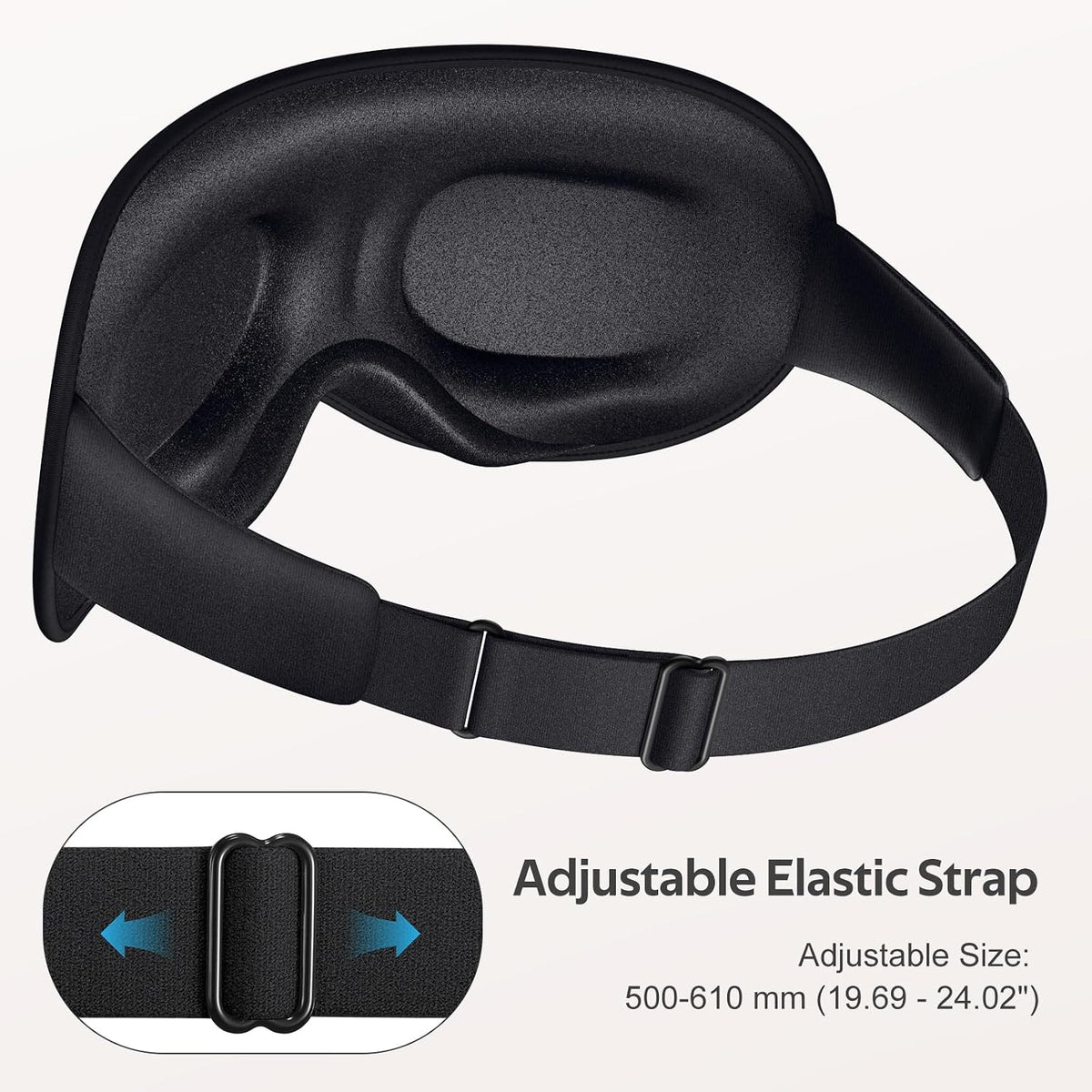 Vynix® Sleep Mask for Men Women - 100% Blackout Eye Masks for Sleep - 3D Soft Sleeping Mask for Side Sleepers - Zero Pressure Lash Extensions Eye Cover Shade for Airplane Travel Essentials, Black