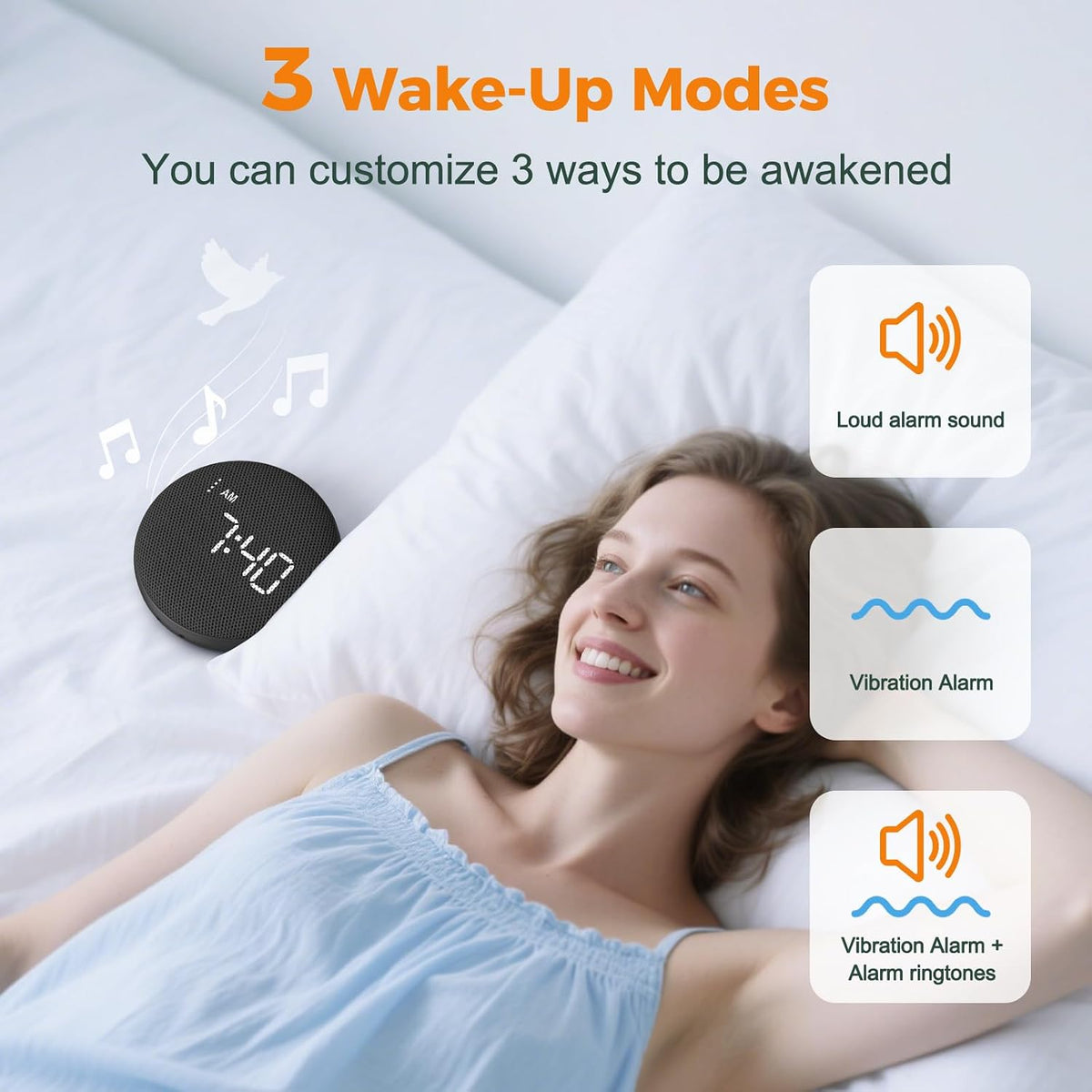 Gianna Loud Alarm Clock with Bed Shaker for Deep Sleepers and Everyday Use