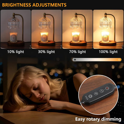Candle Warmer Lamp with Timer and Dimmer,Electric Gold Light Gifts for Women Melt Wax Warmer Lamp with 2 Bulbs for Candle Jars House Warming New Home Decor Bedroom