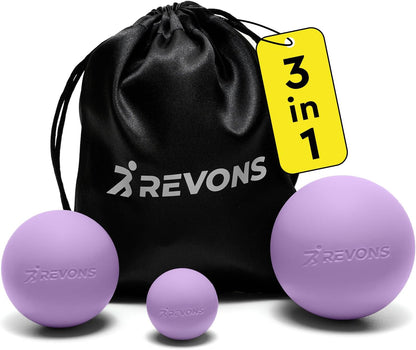 3 in 1 Massage Ball Set - Lacrosse Balls for Myofascial Release, Back Pain Relief, Face Fitness, Trigger Points, Yoga, Physical Therapy, Muscle Recovery and Soft Deep Tissue Massage (Pink)