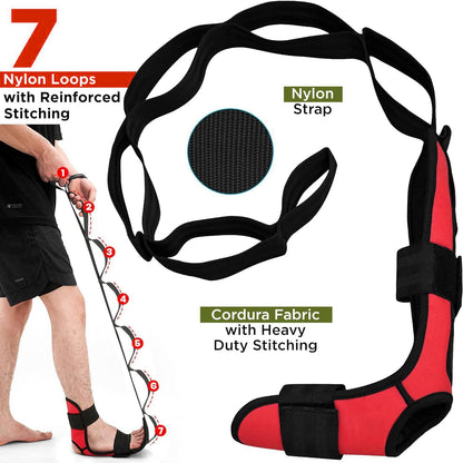 SHAZ Foot & Calf Stretcher, Fascia Hamstring Stretcher for Plantar Fasciitis, Achilles Tendonitis, Heel Spurs & Shin Splints - Yoga Leg Stretching Strap for Back Pain - Flex Strap for Physical Therapy