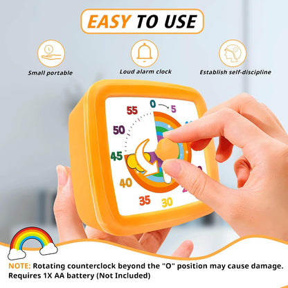 Visual Timer for Kids 60 Minute, Rainbow Countdown Clock with Silent Operation & Adjustable Alarm, Time Management Tool for Classroom, Kitchen, Toddler ADHD, Autism, Study, Pomodoro