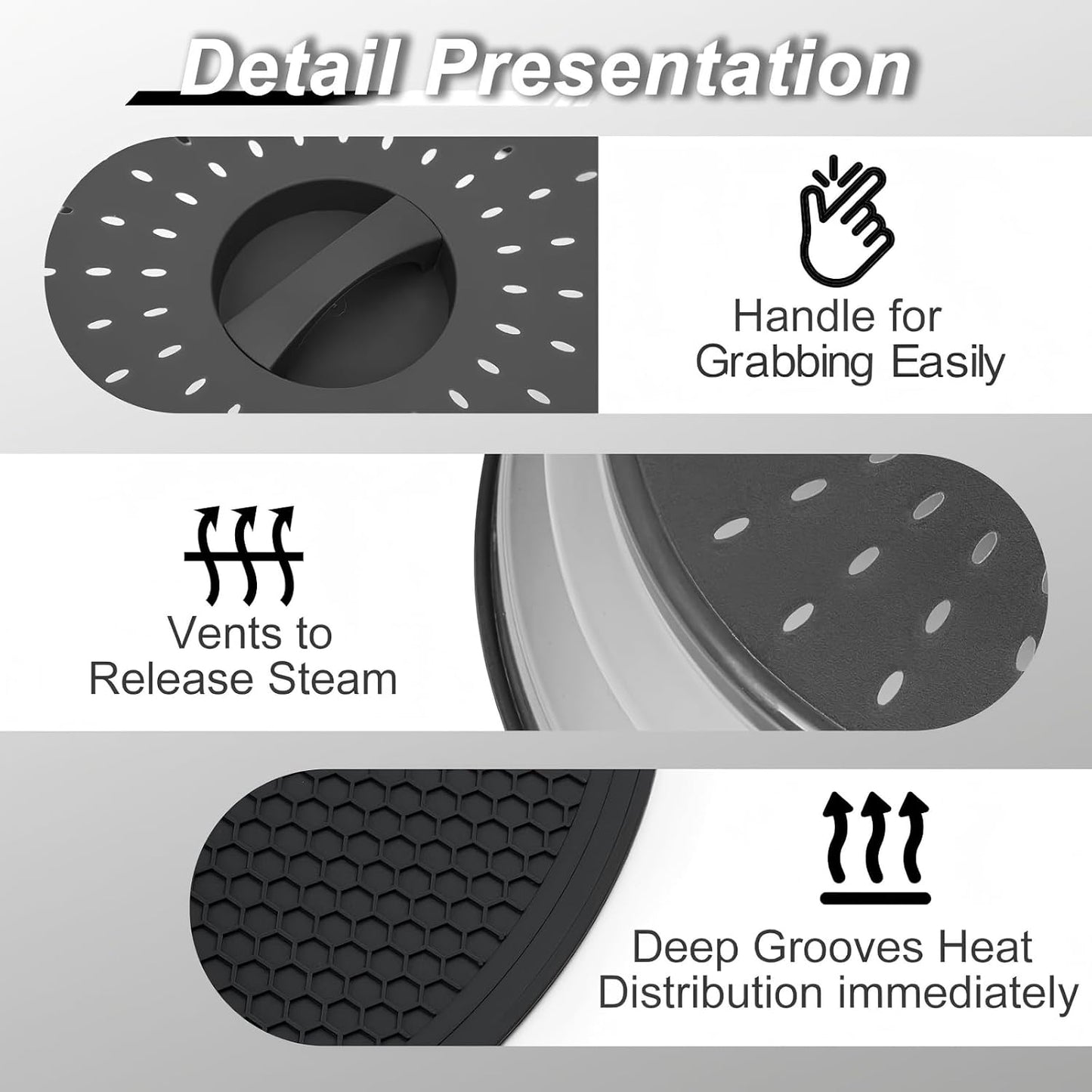 Collapsible Microwave Splatter Cover, Black, 10.5 inch