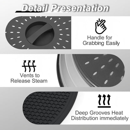 Collapsible Microwave Splatter Cover, Black, 10.5 inch