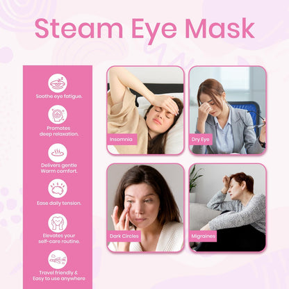 LANNA Heated Steam Eye Mask, Disposable 120 Minutes, Lavender Scent, 5 Pcs