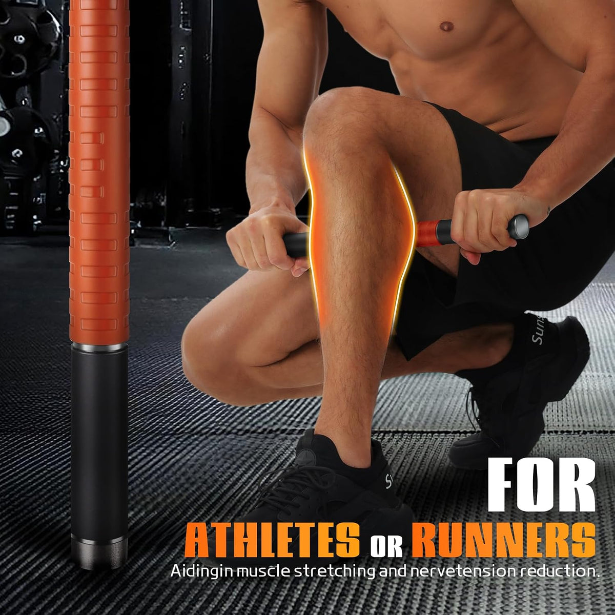 Muscle Roller Stick,17" Massage Roller for Muscle Deep Tissue Massage Black