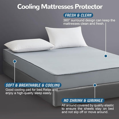 Ailemei Direct Cooling Thin Mattress Pad King Size, Gray, 76"x80"