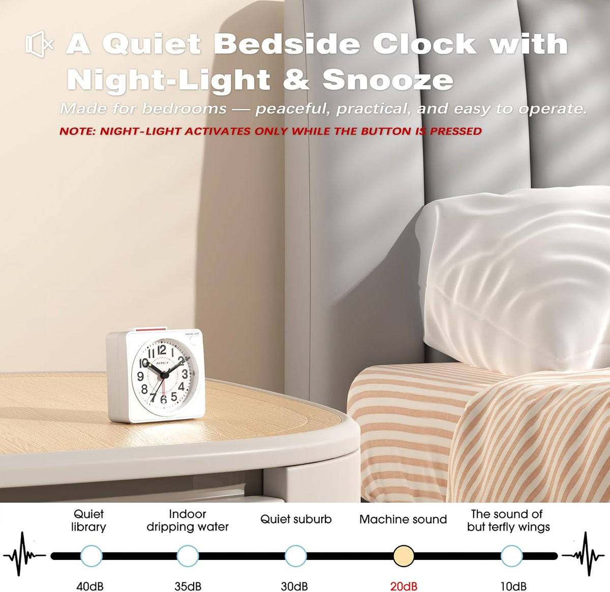AYRELY® 2.6" × 1.4" Ultra Small Battery Operated Analog Travel Alarm Clock