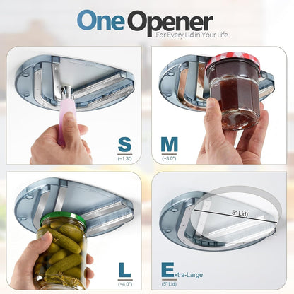 Under Counter Jar Opener for Seniors with Arthritis, Stainless Steel Mounted Lid Opener with Non-Slip Double Grooves, Easy One-Handed Bottle & Can Opener for Weak Hands, Space-Saving Kitchen Aid