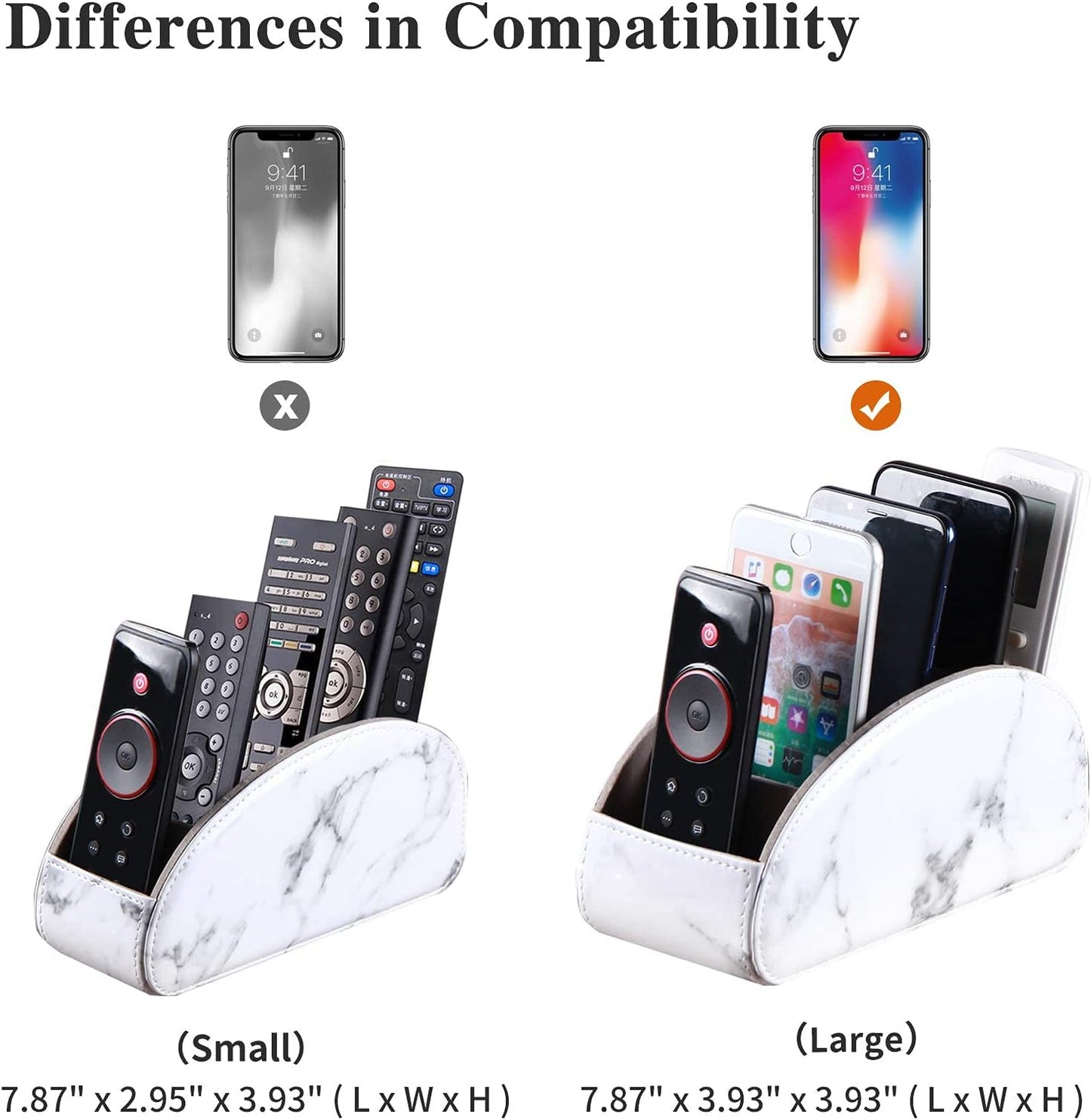 Pu Leather TV Remote Control Holder with 5 Compartments,Remote Caddy/Tray | Bedside Table Desk Storage Box/Organizer for Pen,DVD,Blu-Ray,Media Player,Heater Controller,Cosmetics,Glasses,Office Supplies