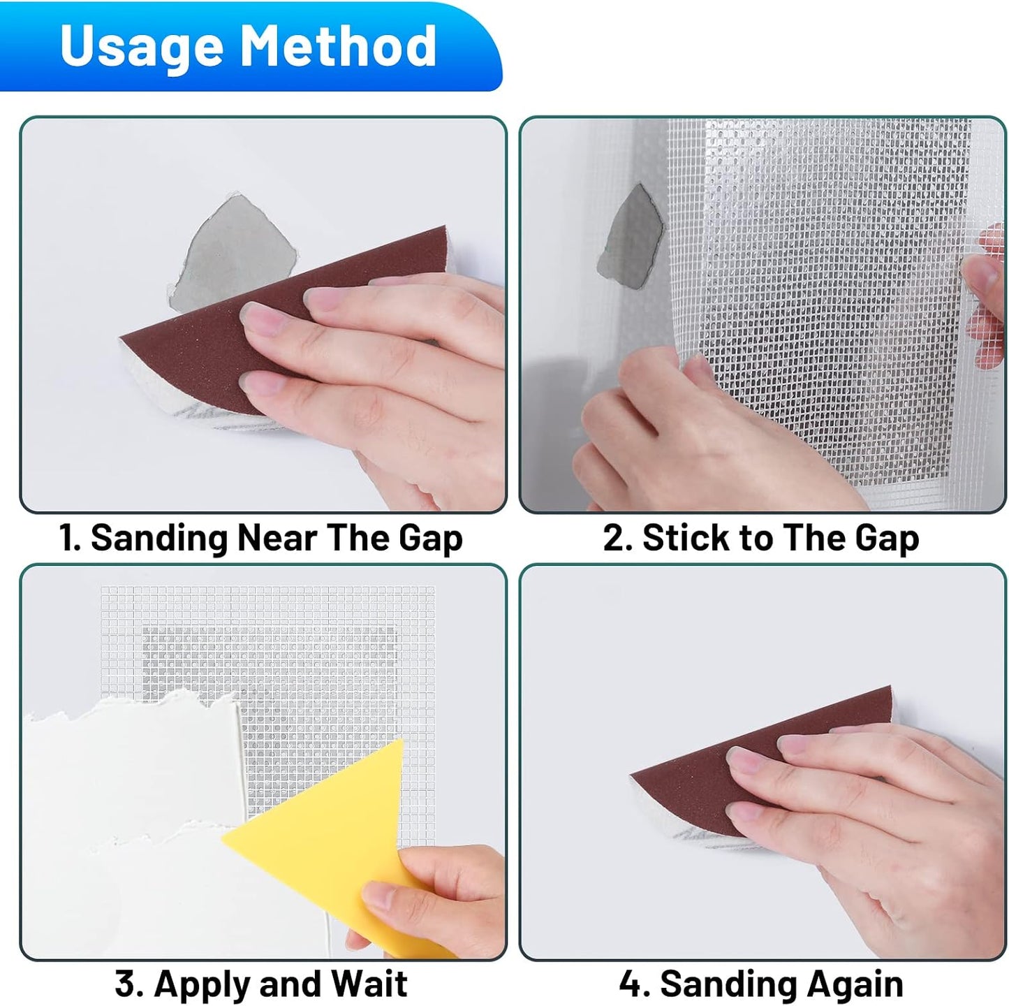 Ranekie 14 Pack Drywall Repairs Patch, 4/6/8 Inch Drywall Repair Kit with Extended Self-Adhesive Mesh,Large Hole Patch Repair for Drywall,Heavy Duty Dry Wall Hole Repair Patch