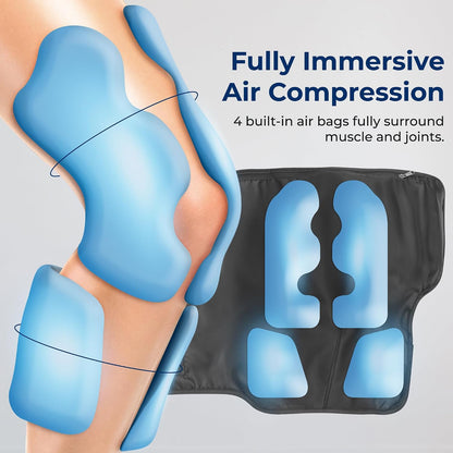 SereneLife 3-in-1 Air Compression Knee Massager with Heat and Vibration, Rechargeable Cordless Knee Wrap, 4 Airbags, 4 Vibration Modes, 2 Heat Settings, Smart LED Controller, Ice Pack, Carry Bag
