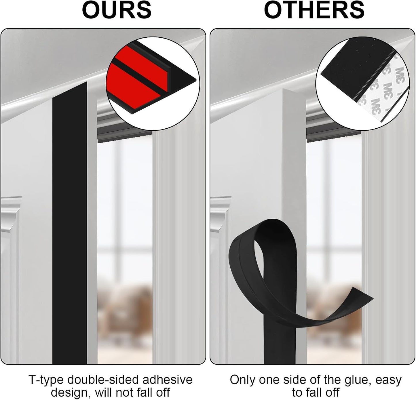 Benory T-Shaped Silicone Door Weather Stripping, Clear, 1.38" W x 20 ft | T-shaped design helps the seal stay in place on door frames while reducing drafts, energy loss, and outside noise