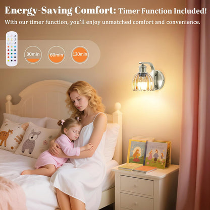 Vintage Battery Operated Wall Sconce, Wireless Wall Lights with Bulbs