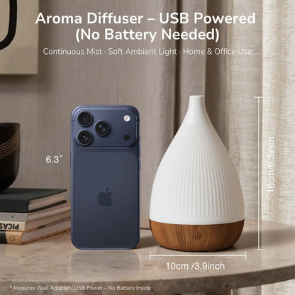 Ultrasonic Essential Oil Diffuser, Home Fragrance Aroma Diffuser with Auto Shut-Off, Color Change Night Light & Ultra-Quiet Operation, BPA-Free Portable Aromatherapy Humidifier for Home (Black)