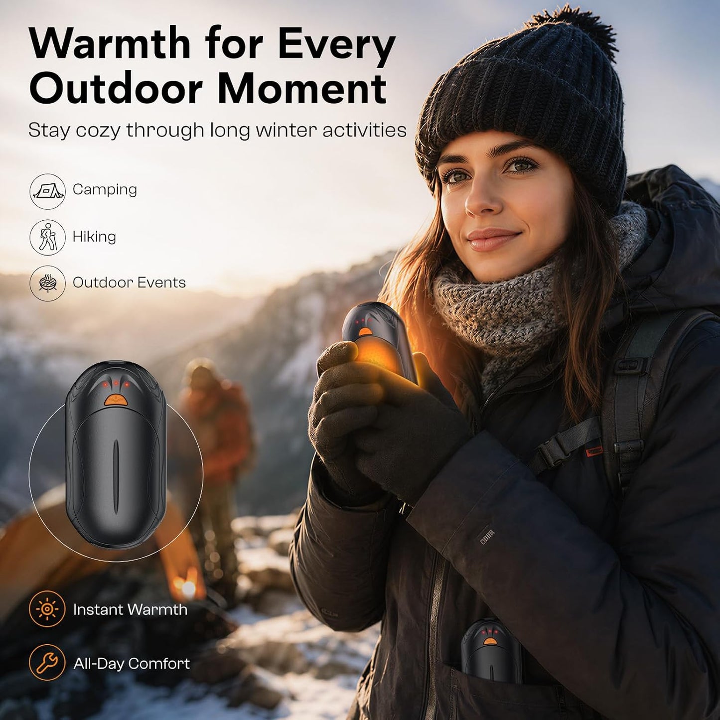 POMPONGO Hand Warmers Rechargeable 2 Pack, Smart Hand Warmer Max. 20Hrs Heat, 3 Levels 108-131°F, Hunting Gear, Golf Accessories, Stocking Stuffers for Men Women, Christmas Men Gifts