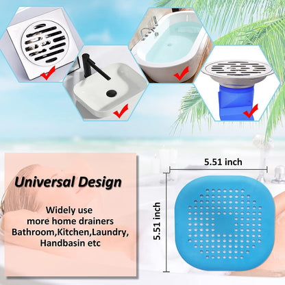 Bovinde Hair Drain Catcher,Square Cover for Shower 2 Pack (Black) | Drainer Cover Silicone Hair Stopper with Suction Cups,Protector Accessories,Easy to Install Suit for Bathroom,Bathtub,Sink