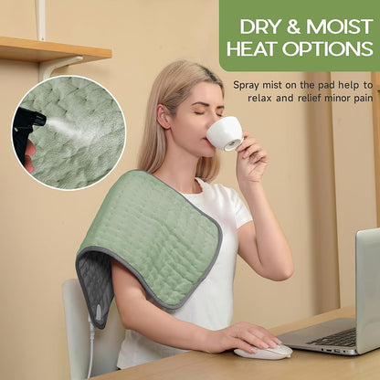 Heating Pad for Period Cramps, Heating Pad for Back/Neck/Shoulder Muscle Pain, 6 Heating&4 Timer Setting, Auto Shut Off, Dry/Moist Heat & Machine Washable, Gray Birthday Christmas Gifts for Women Mom