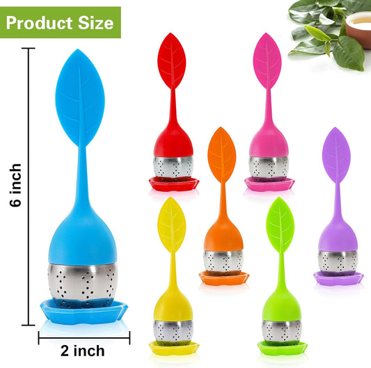 Bekith 7 Pack Silicone Tea Infuser, Cute Loose Leaf Tea Steeper, Fine Mesh Tea Strainer with Drip Tray, Stainless Steel Tea Filter Ball Tea Diffuser Steeper for Cup Mug