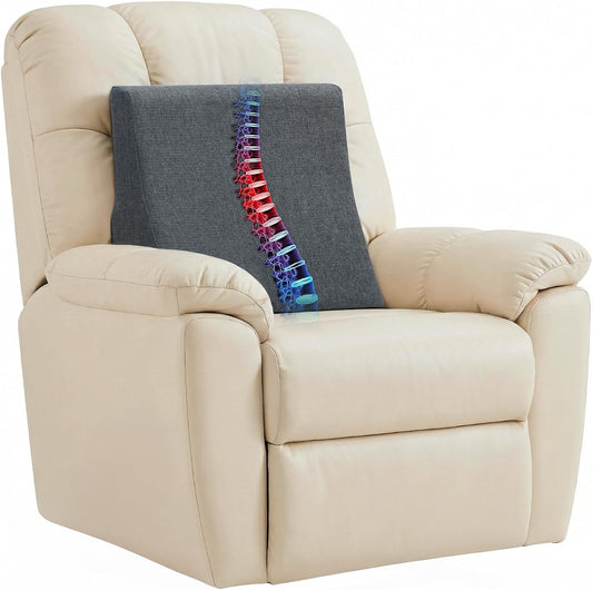 Vekkia Lumbar Support Pillow for Recliner(Gray) | Rocking Chair Pillow for Lower Back Pain Relief/Lumbar Cushion for Sofa/Recliner Cushions for Elderly/Washable Cover
