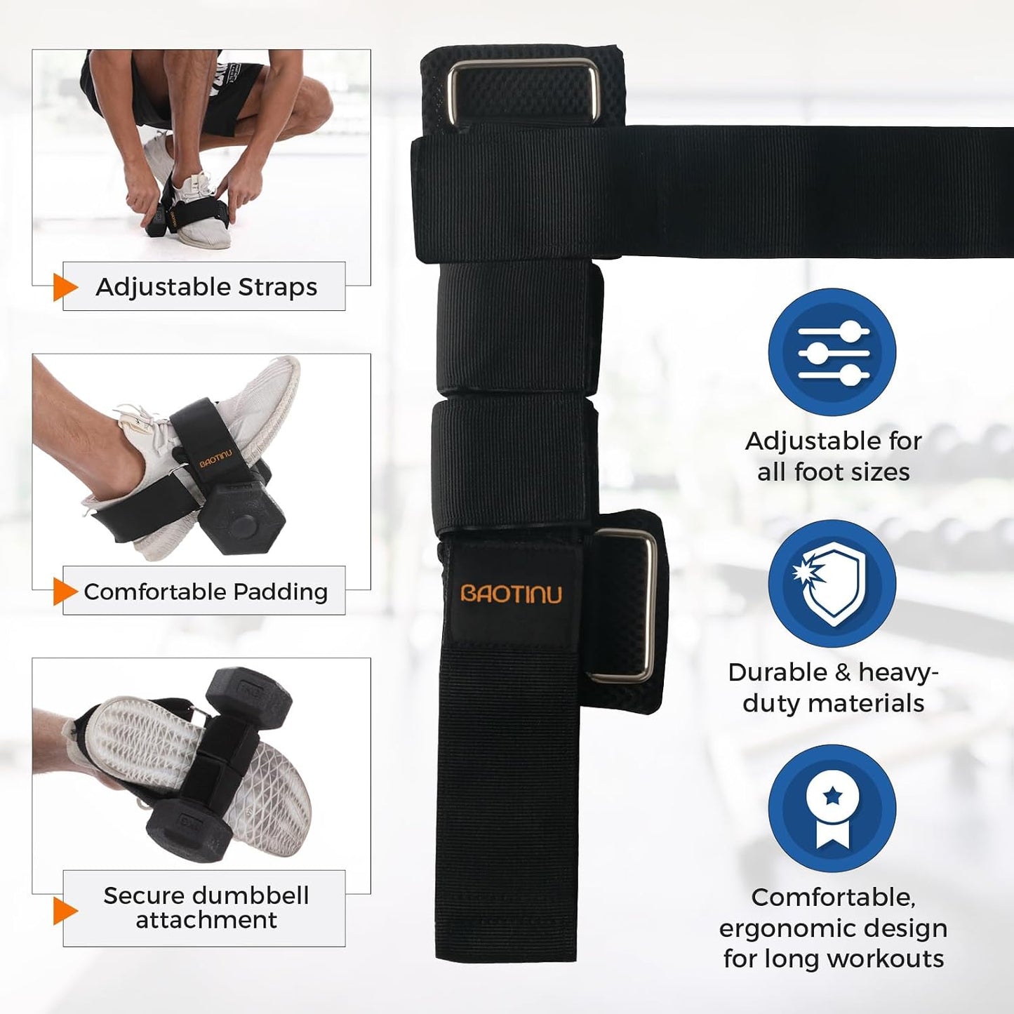 Monkey Foot Dumbbell Attachment for Glute Kickback Women's Leg Exercise Workouts at Home Adjustable Ankle Gym Strap Foot Weights Lifting Attachments Equipment for Men Hamstring Curls