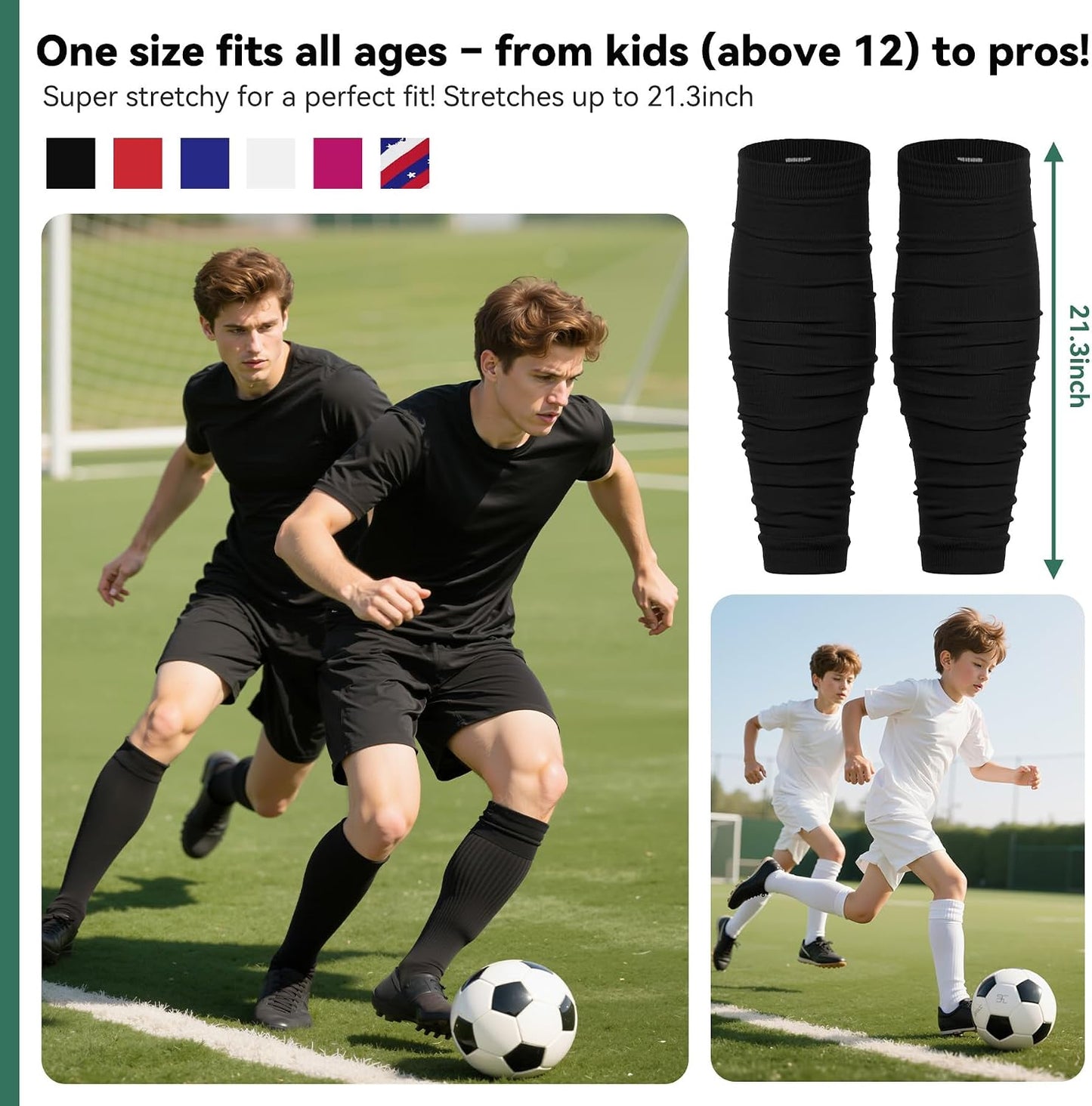 Zando Leg Compression Sleeves for Men – Football Shin Guard Grip Pre Cut Soccer Socks For Calf Support Muscle Recovery
