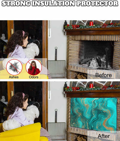 Magnetic Fireplace Cover Sage Green Marble Fireplace Screen Decorative Abstract Fluid Art Insulation Fireplaces Blocker Blanket Save Energy Fireplaces Draft Stopper Covers for Living Room 36x30 Inch