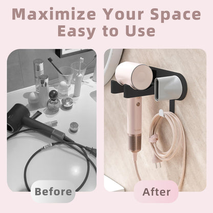 Hot Tools Organizer, Hair Tool Organizer Wall Mount Aluminum Alloy, Space-Saving Curling Iron Holder for Vanity & Bathroom with Stainless Steel Cups White CHOCHOYAH