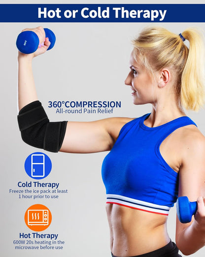 Gel Ice Pack Wrap with Straps for Knee,Elbow, Wrist, Neck, Ankle & Back,Reusable Ice Packs for Injuries, Inflammation & Recovery Hot Cold Therapy Short Style