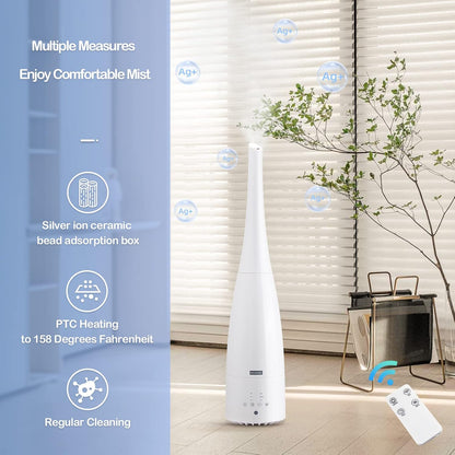 Cool Mist Humidifier，Elecameier Air humidifier for Home/Bedroom with Remote Control 2.3L Smart Air Humidifier for Desk/Office/Bedroom 25dB Whisper Quiet with Auto Shut off dark wood