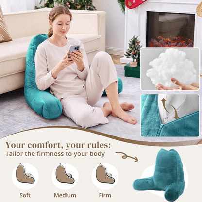 Sasttie Reading Pillows for Sitting in Bed Adult, Back Pillow Bed Sitting Up, Back-Rest Support Cushion for Sit Up on Couch, Sofa, and Floor, Dorm Essentials, Oeko-Tex Certified, Dark Grey