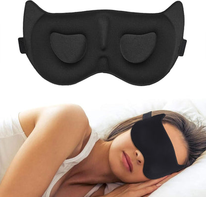 Sleep Mask SleepFun Invisible Alar Deep Orbit 3D Eye Mask Ultra Lightweight & Comfortable Sleeping Mask for Travel, Nap, Shift Works, Black & Blue