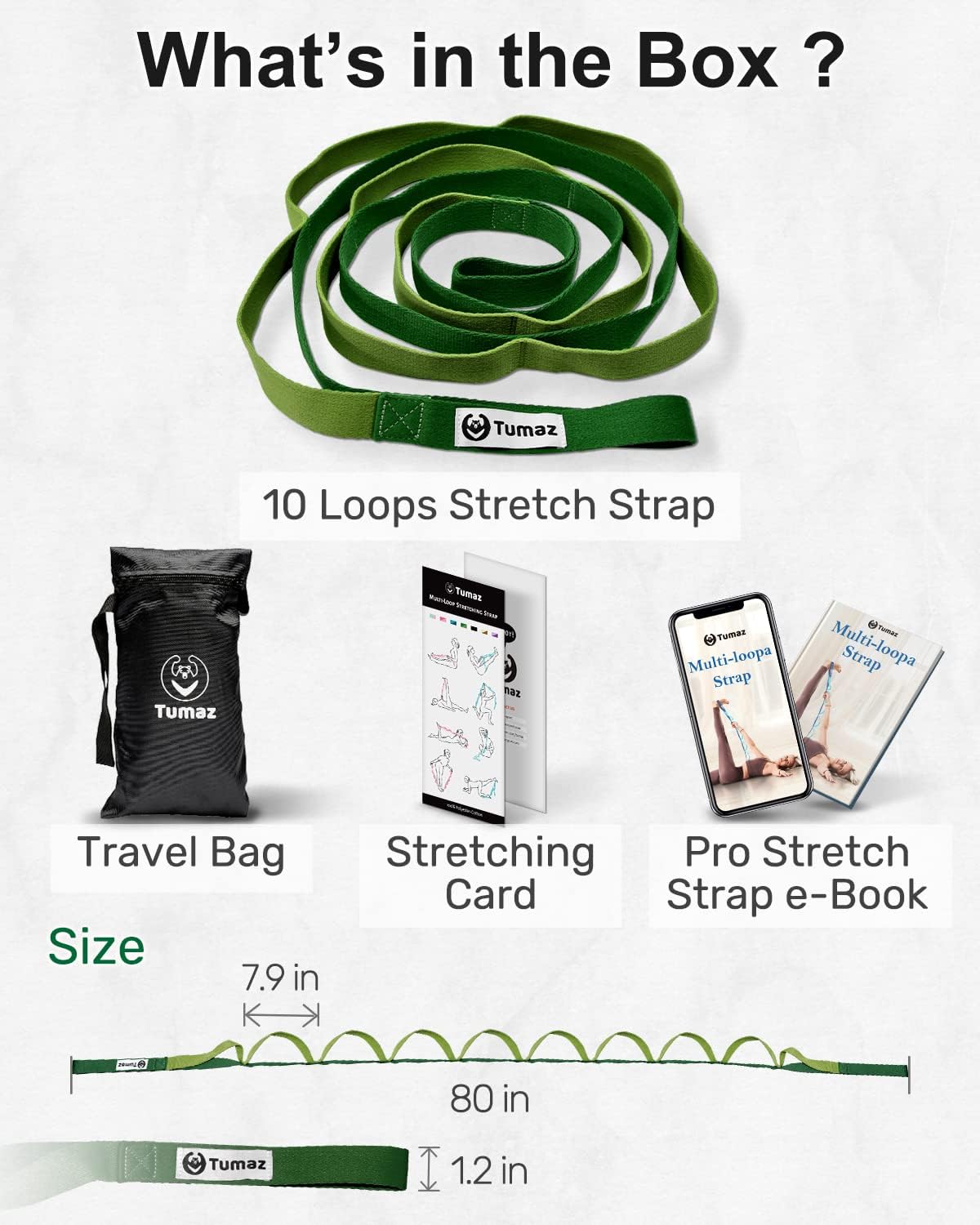 Stretching Strap, 10-Loop Non-Elastic Yoga Strap | Designed for stretching, yoga, Pilates and rehab with 10 loops, durable webbing and a longer 79-inch design