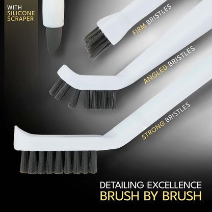 Grout Cleaning Brush Set (4 Pcs) Heavy Duty Hand Grout Scrub Brush & Detail Cleaning Brush Set for Baseboards,Floor, Corners, Shower, Bath Tub & Tiles