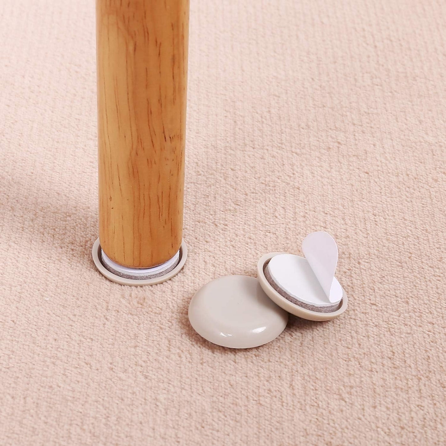 Ezprotekt 16 Pack Self-Stick Furniture Chair Leg Sliders for Carpet, 2-1/8" Self-Adhesive Round Furniture Movers Sliders, Carpet Chairs Furniture Glides, Carpet Moving Sliders Easily Move (Beige)