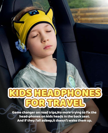 KIDSBAND Kids Bluetooth Headphones, Sleep Headband [Wireless & Wired Playback 2in1] Foldable Headphones for School/Travel/Tablet/Sleep