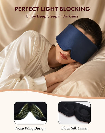 SilkSilky 22 Momme Mulberry Silk Sleep Mask for Side Sleepers, Black