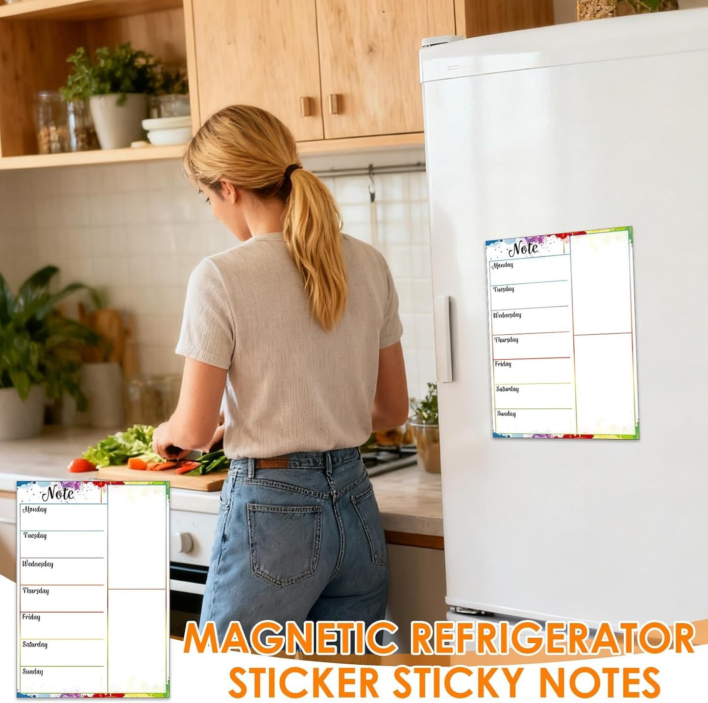Magnetic Weekly Meal Planner, Fridge Dry Erase Menu Board (A) | 8 x 12 inch dry erase whiteboard with strong magnetic backing for weekly menus, notes, grocery lists, families and roommates