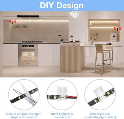 WOBANE Motion Sensor Stair Strip Lights,Rechargeable LED Closet Light,White