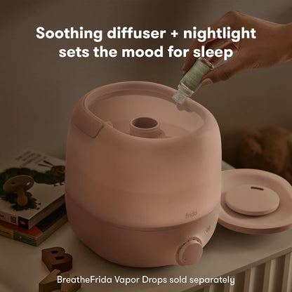 Frida Baby 3-in-1 Cool Mist Humidifier for Large Rooms, Top Fill Humidifier for Bedroom, Allergy Relief, 60 Hour Runtime + Nightlight, Auto Shut-Off, Quiet, Carry Handle, Essential Oil Diffuser