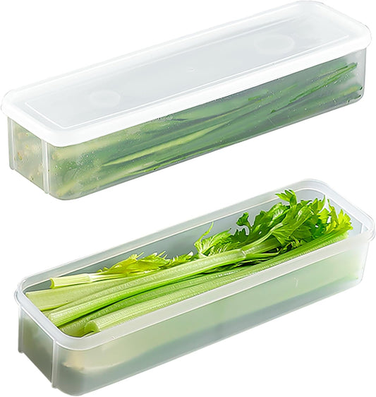 Fresh Herb Organizer - Set of 2 Transparent Plastic Refrigerator Containers - Space-saving Design for Easy Access and Maximum Freshness