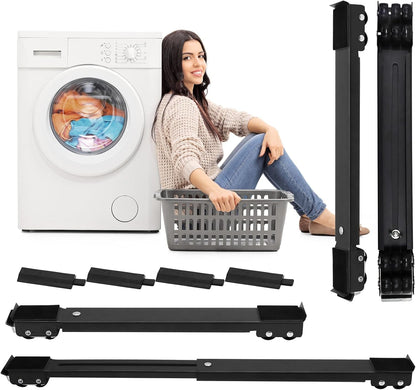Extendable Furniture Appliances Rollers, Mover Tools for Moving, Black | 24 Roller & Brake Equipment for Heavy Washing Machine Refrigerator for Mobile Wheels Strong Base Stand Hold Up to 660 lb