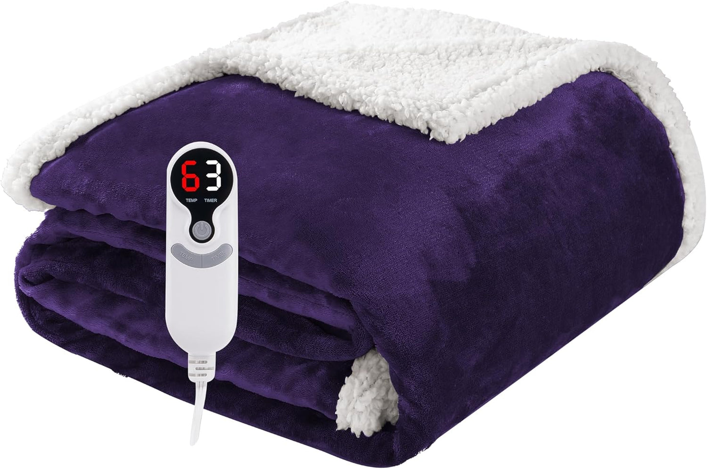Soypipo Electric Heated Throw Blanket 50"x60", Faux Fur Plush with 4 Heat Settings & 2/4/8/10H Auto Shut-Off, Overheat Protection, Machine Washable, for Office & Chair, Dark Grey