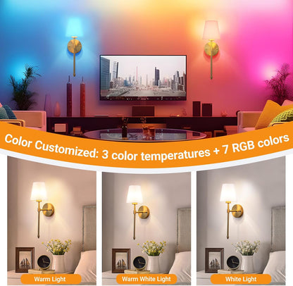 Nekhung Battery Operated Wall Sconce, Peel and Stick Sconces Set of 2