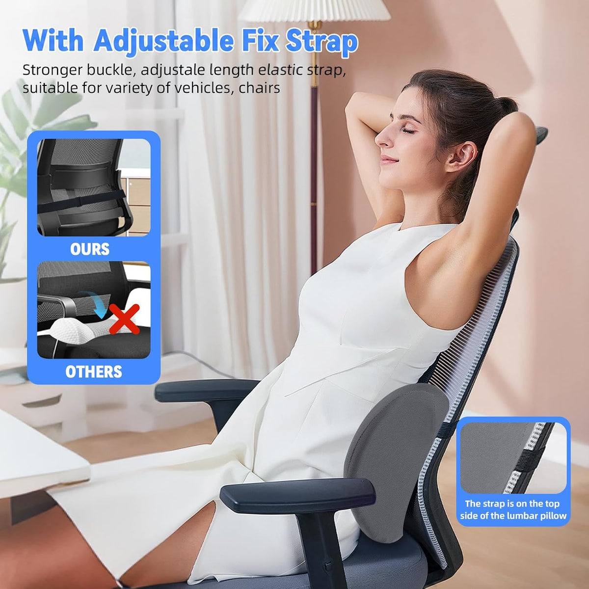 Lumbar Pillow, Memory Foam Lumbar Support Pillow for Office Chair and Car Seat, Ergonomic Streamline Back Pillow for Lower Back Pain Relief, Back Support Pillow for Sitting, Driving, Traveling