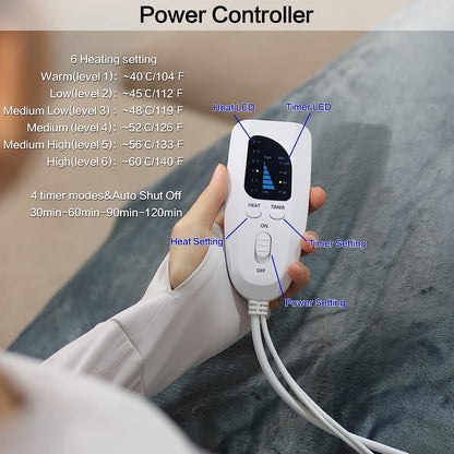 Heating Pad,Heated Blanket,Heating Pad for Back Neck,Grey,24x12 Inch | Electric Heating Pad,Dry/Moist Heat Heating Pads,Heating Pads for Shoulder,Abdomen,Heat Pad for Women Men,Birthday Gift